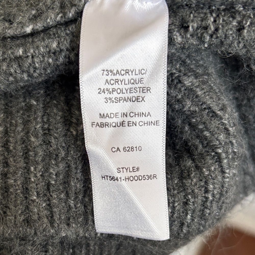 Open-Front Hooded Knit Cardigan - Charcoal - Picture 2 of 5